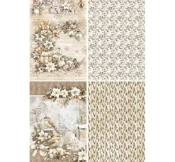 Ciao Bella Decoupage|Seidenpapier & Strohseide>Motiv-Strohseiden Sortiment "Winter Season", 4er-Set