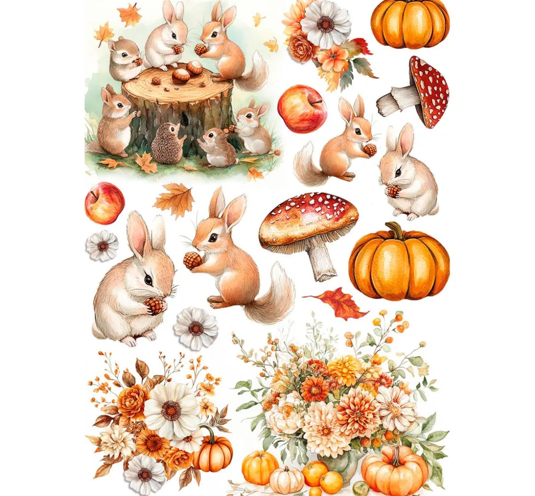 Ciao Bella Decoupage|Seidenpapier & Strohseide>Motiv-Strohseiden Sortiment "Hallo Herbst", 8er-Set