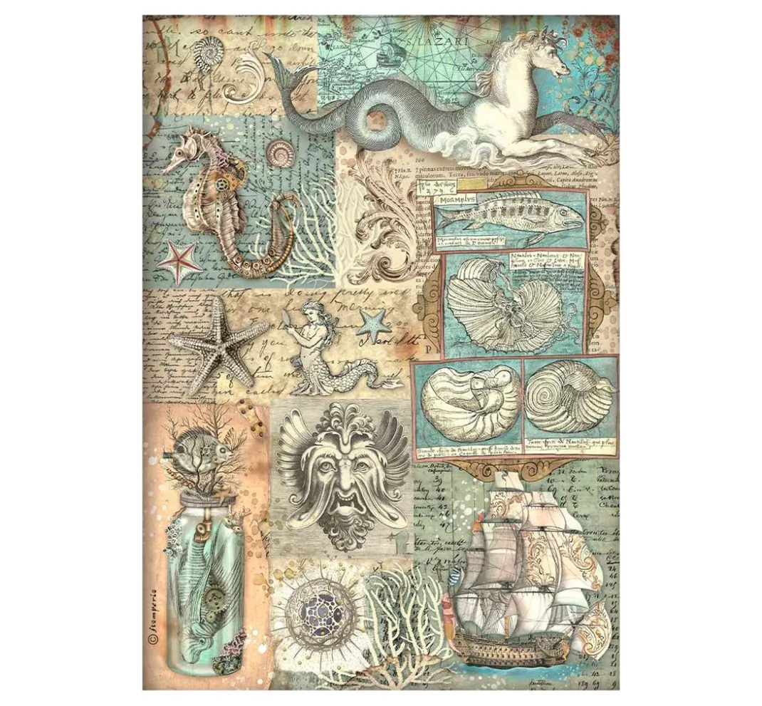Stamperia Decoupage|Seidenpapier & Strohseide>Motiv-Strohseiden Sortiment "Songs of the Sea"