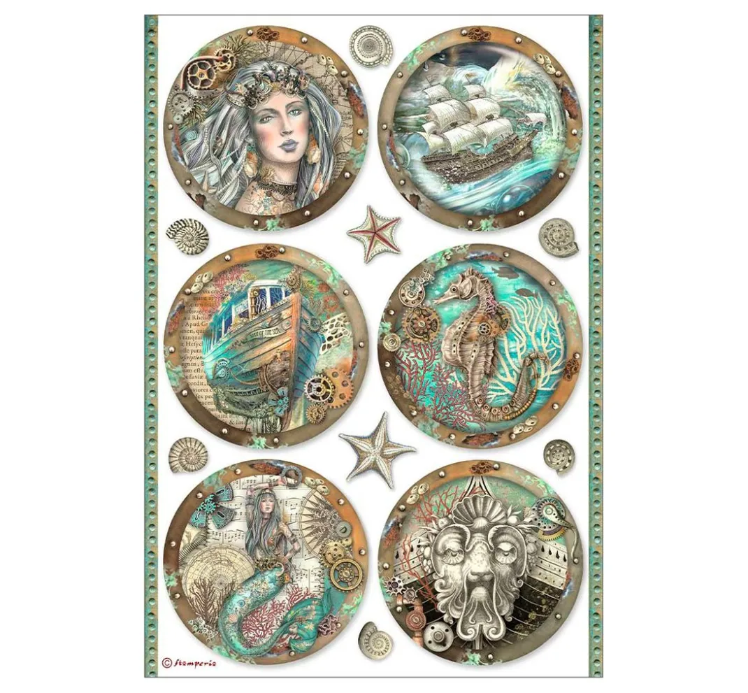 Stamperia Decoupage|Seidenpapier & Strohseide>Motiv-Strohseiden Sortiment "Songs of the Sea"