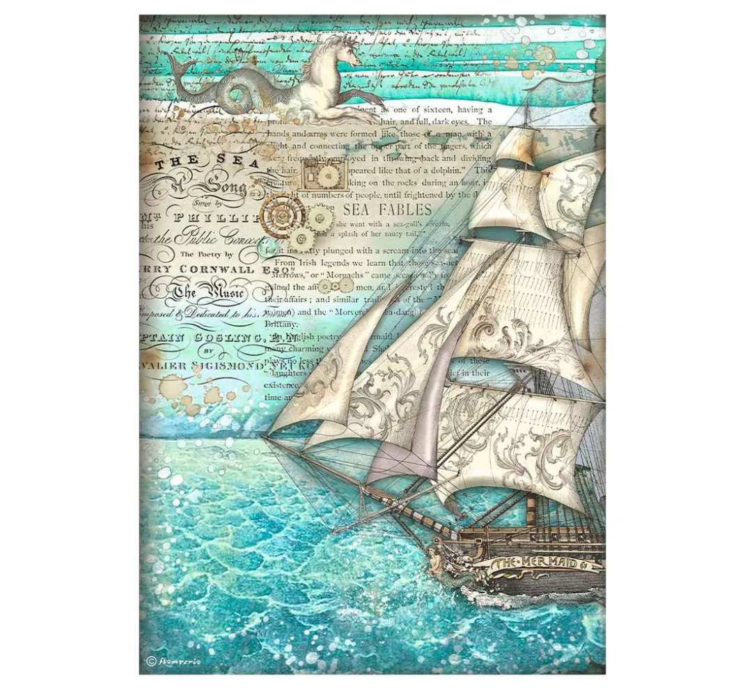 Stamperia Decoupage|Seidenpapier & Strohseide>Motiv-Strohseiden Sortiment "Songs of the Sea"