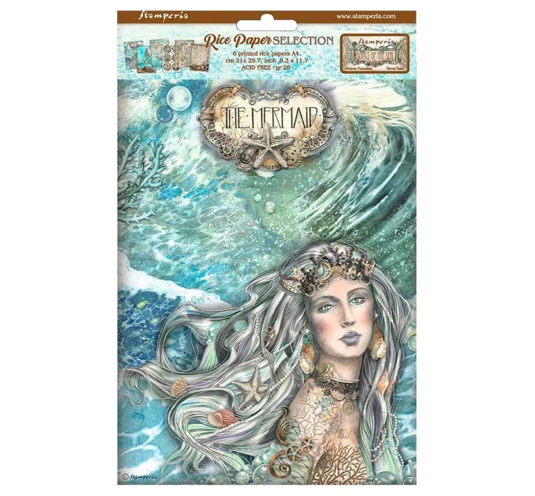Stamperia Decoupage|Seidenpapier & Strohseide>Motiv-Strohseiden Sortiment "Songs of the Sea"