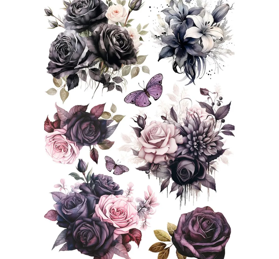 Ciao Bella Decoupage|Seidenpapier & Strohseide>Motiv-Strohseiden Sortiment "Dark Akademia", 8er-Set