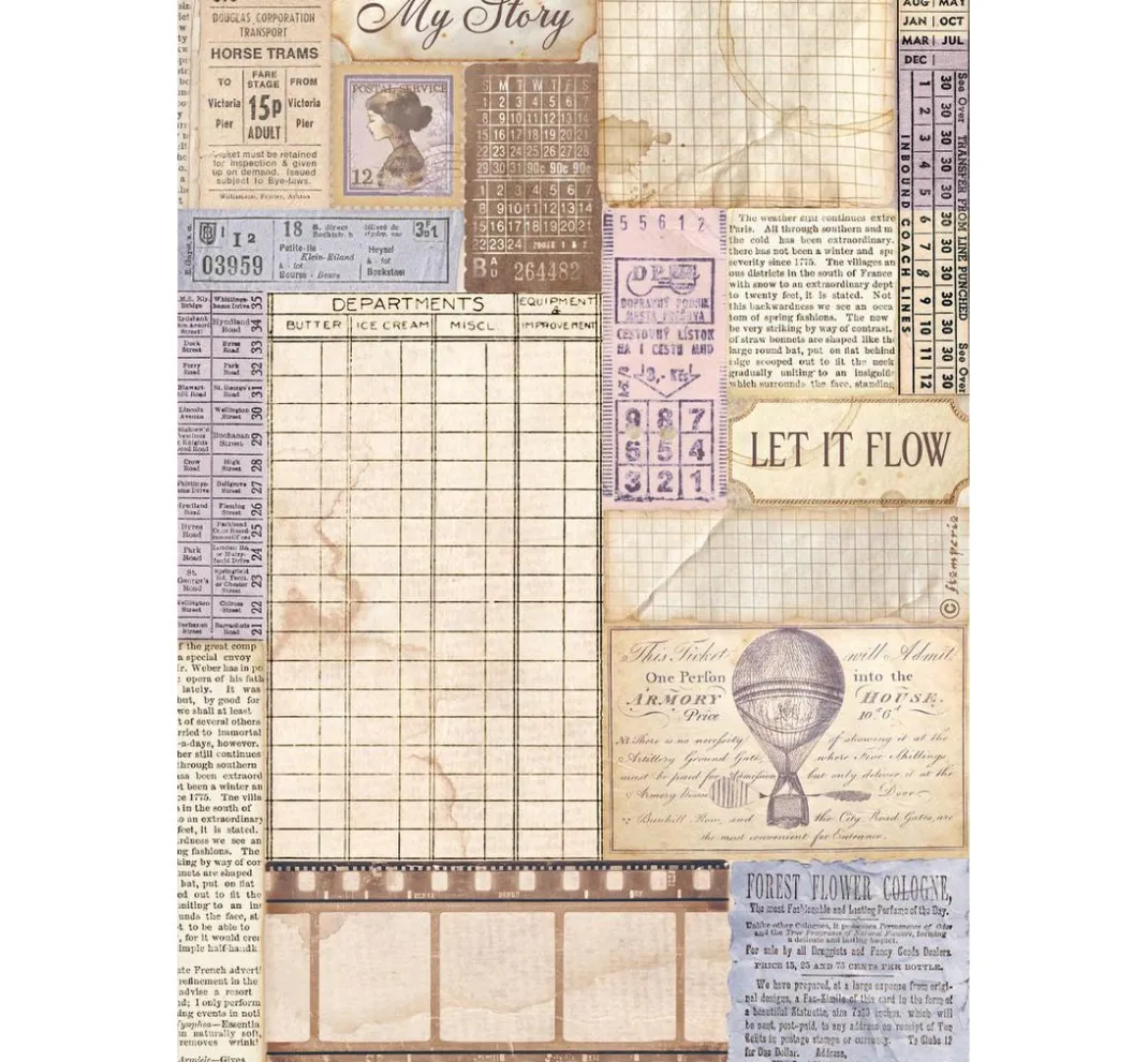 Stamperia Decoupage|Seidenpapier & Strohseide>Motiv-Strohseiden Sortiment "Quiet Days"