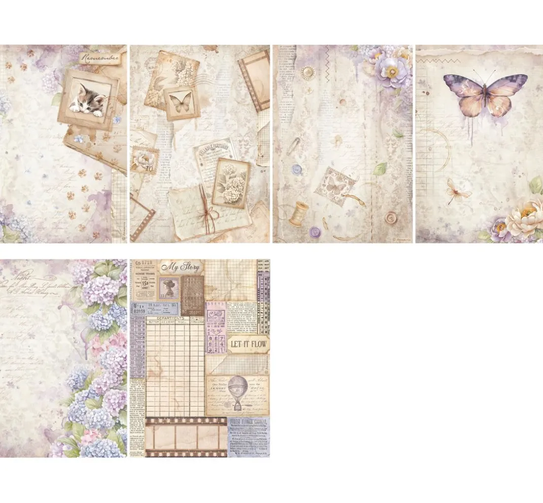 Stamperia Decoupage|Seidenpapier & Strohseide>Motiv-Strohseiden Sortiment "Quiet Days"