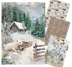 Ciao Bella Decoupage|Seidenpapier & Strohseide>Motiv-Strohseiden Sortiment "Forest Tales", 4er-Set