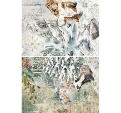 Ciao Bella Decoupage|Seidenpapier & Strohseide>Motiv-Strohseiden Sortiment "Forest Tales", 4er-Set