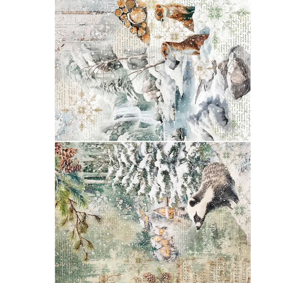 Ciao Bella Decoupage|Seidenpapier & Strohseide>Motiv-Strohseiden Sortiment "Forest Tales", 4er-Set