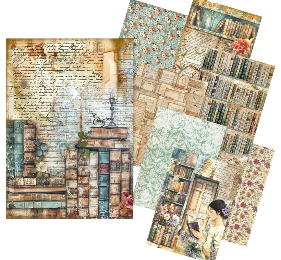 Ciao Bella Decoupage|Seidenpapier & Strohseide>Motiv-Strohseiden Sortiment "Book Lovers"