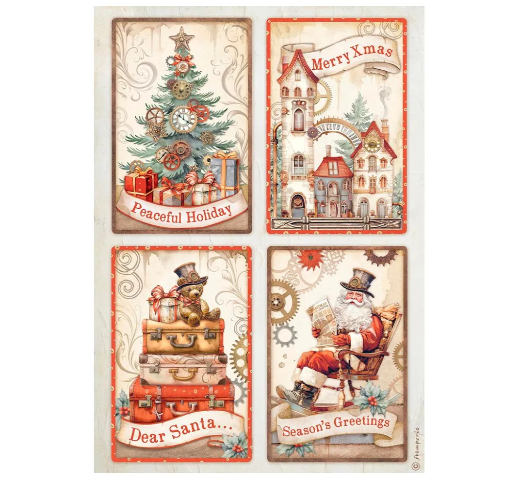 Stamperia Decoupage|Seidenpapier & Strohseide>Motiv-Strohseiden Sortiment "Gear up for Christmas"
