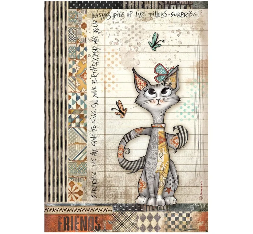 Stamperia Decoupage|Seidenpapier & Strohseide>Motiv-Strohseiden Sortiment "Furry Friends"