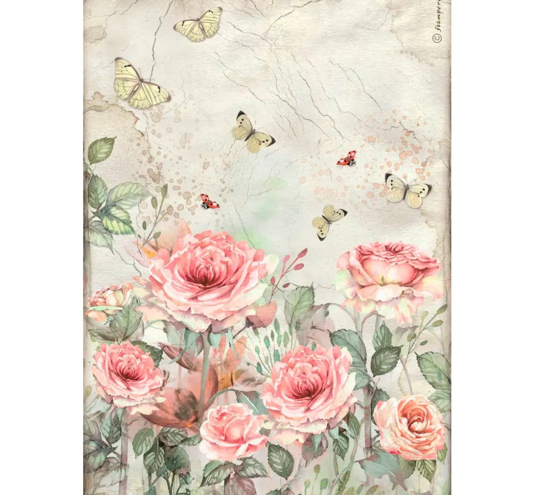 Stamperia Decoupage|Seidenpapier & Strohseide>Motiv-Strohseiden Sortiment "House of Roses", 6er-Set