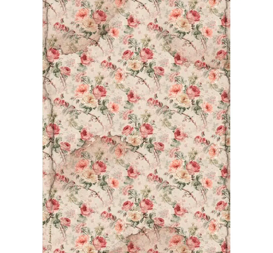 Stamperia Decoupage|Seidenpapier & Strohseide>Motiv-Strohseiden Sortiment "House of Roses", 6er-Set