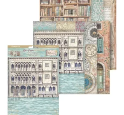 Stamperia Decoupage|Seidenpapier & Strohseide>Motiv-Strohseiden Sortiment "Venice City of Art", 6er-Set