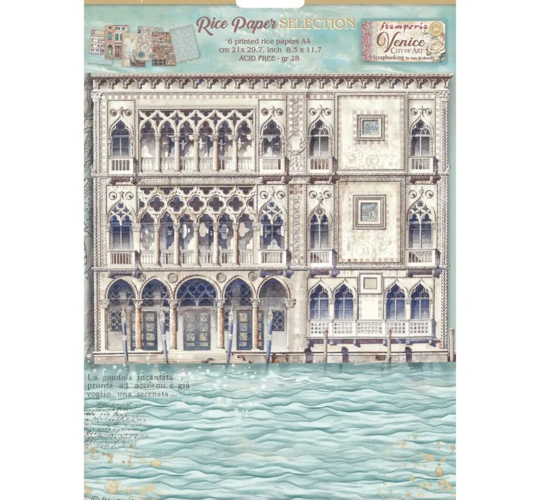Stamperia Decoupage|Seidenpapier & Strohseide>Motiv-Strohseiden Sortiment "Venice City of Art", 6er-Set
