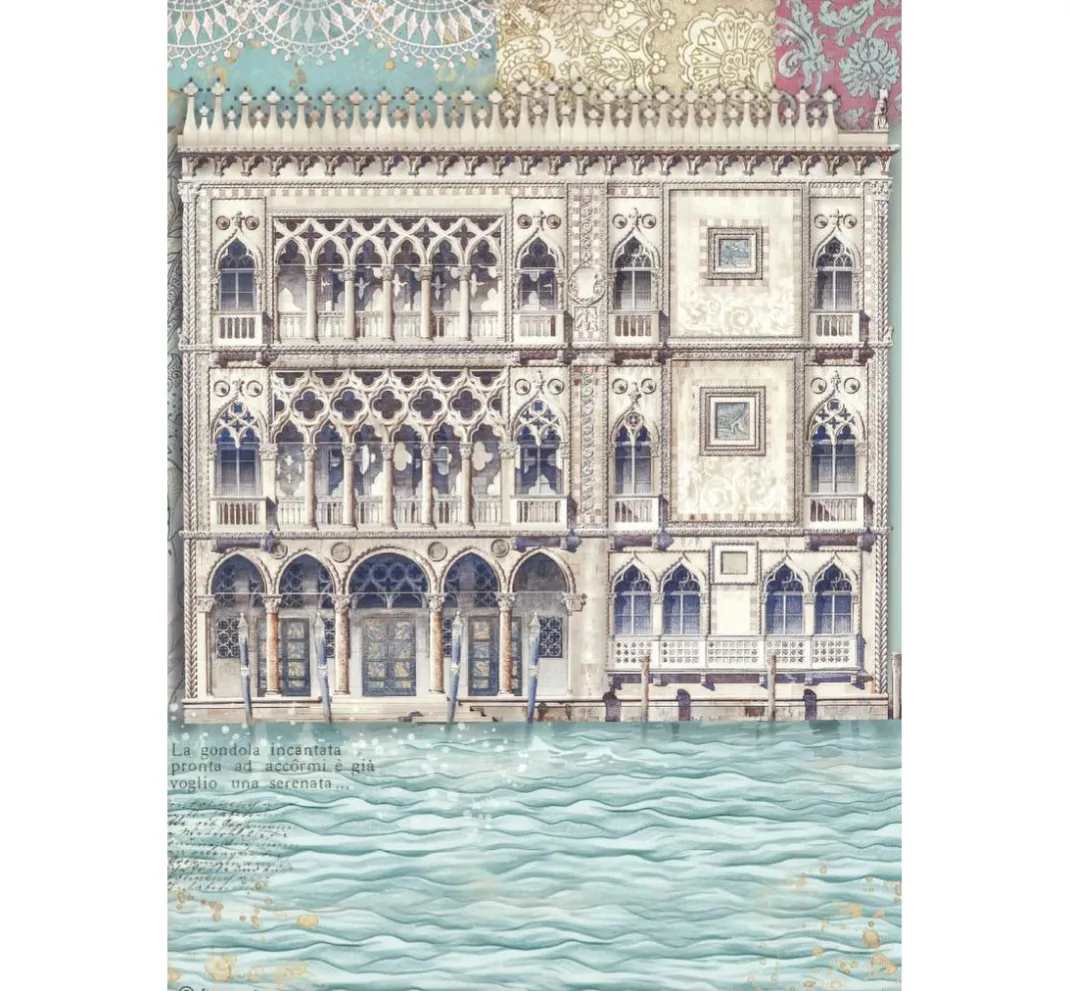 Stamperia Decoupage|Seidenpapier & Strohseide>Motiv-Strohseiden Sortiment "Venice City of Art", 6er-Set