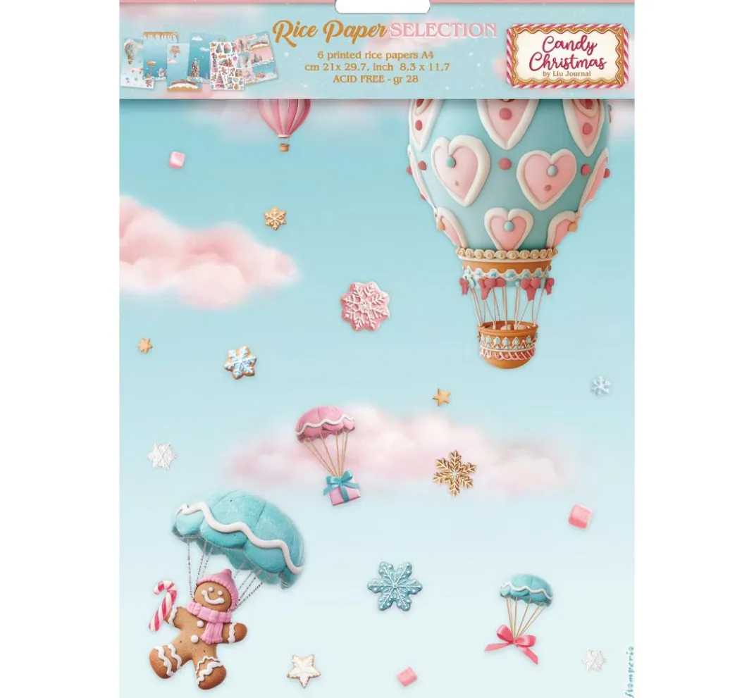 Stamperia Seidenpapier & Strohseide|Decoupage>Motiv-Strohseiden Sortiment "Candy Christmas", 6er-Set