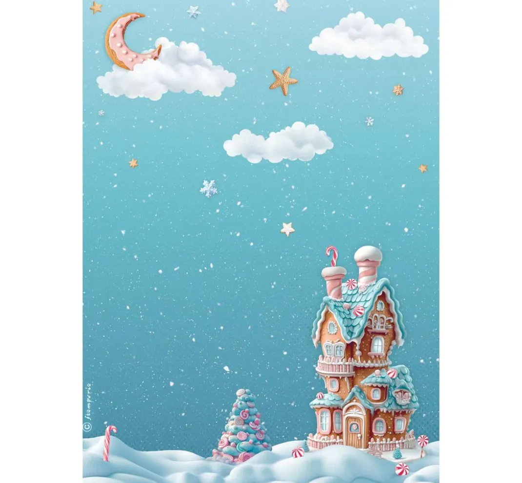 Stamperia Seidenpapier & Strohseide|Decoupage>Motiv-Strohseiden Sortiment "Candy Christmas", 6er-Set