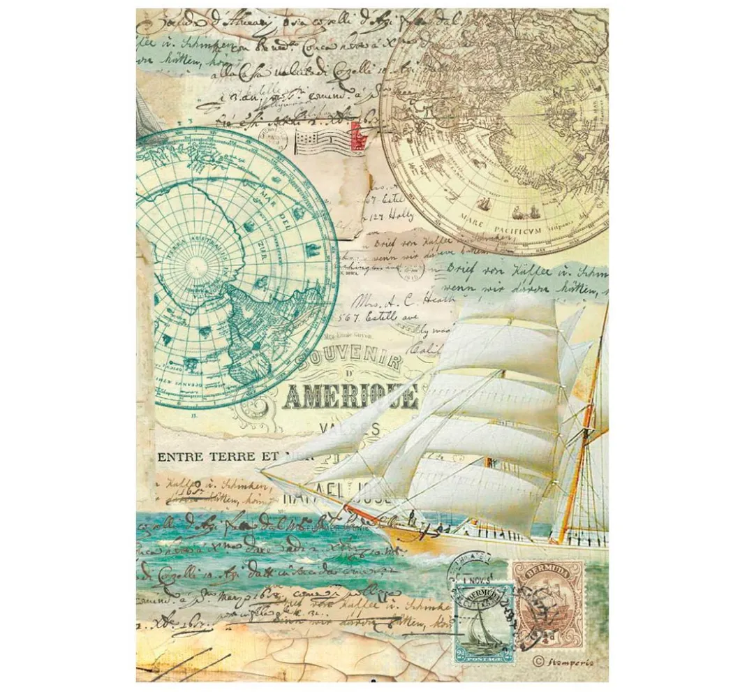 Stamperia Decoupage|Seidenpapier & Strohseide>Motiv-Strohseiden Sortiment "Around the World", 6er-Set