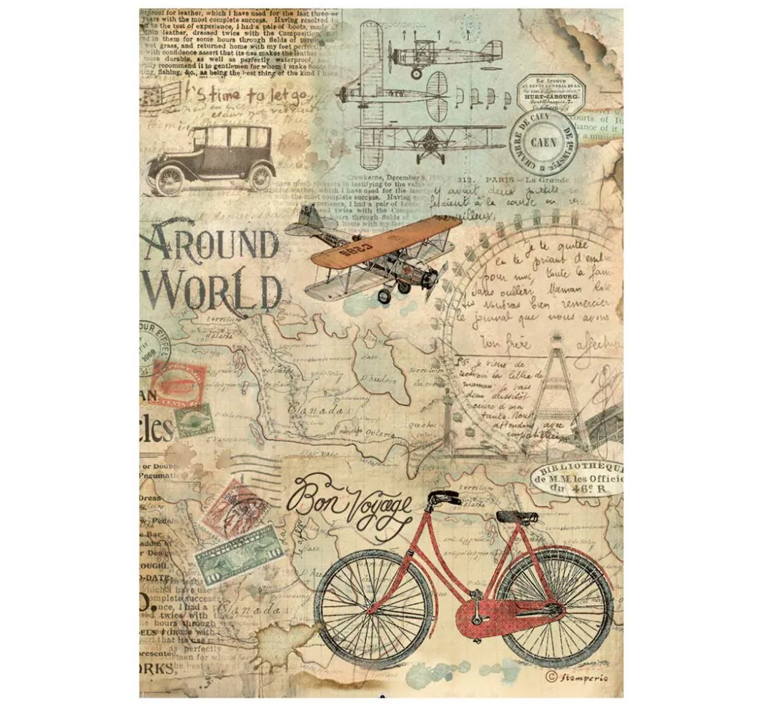 Stamperia Decoupage|Seidenpapier & Strohseide>Motiv-Strohseiden Sortiment "Around the World", 6er-Set