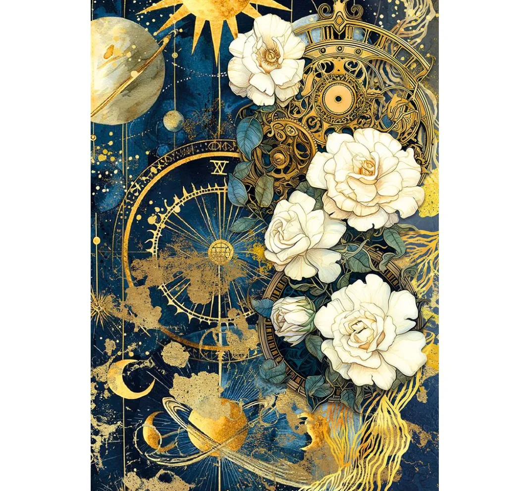 Ciao Bella Decoupage|Seidenpapier & Strohseide>Motiv-Strohseiden-Sortiment "Celestial", 4er-Set