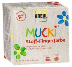 Kinder Kreul Kinder Fingerfarbe|Textilfarbe>MUCKI Stoff-Fingerfarbe, 4er-Set