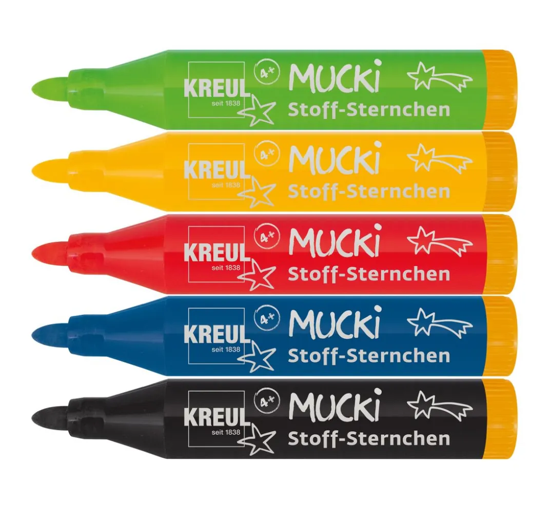 Kreul Kinder Stifte>Mucki Stoff-Sternchen Stoffmalstift, 5er-Set