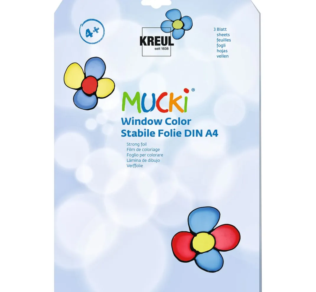 Kinder Kreul Kinder Window Color Folie|Weiteres>MUCKI Window Color stabile Folie, DIN A4, 3 Blatt