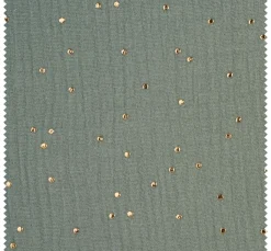 VBS Marktplatz Stoff Meterware|Musselin Stoff>Musselin Baumwoll-Stoff "Goldene Punkte"