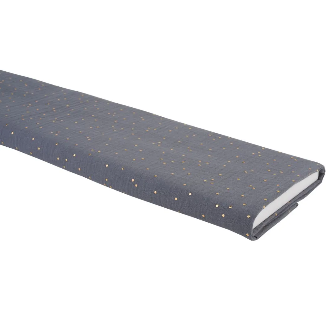 VBS Marktplatz Stoff Meterware|Musselin Stoff>Musselin Baumwoll-Stoff "Goldene Punkte"