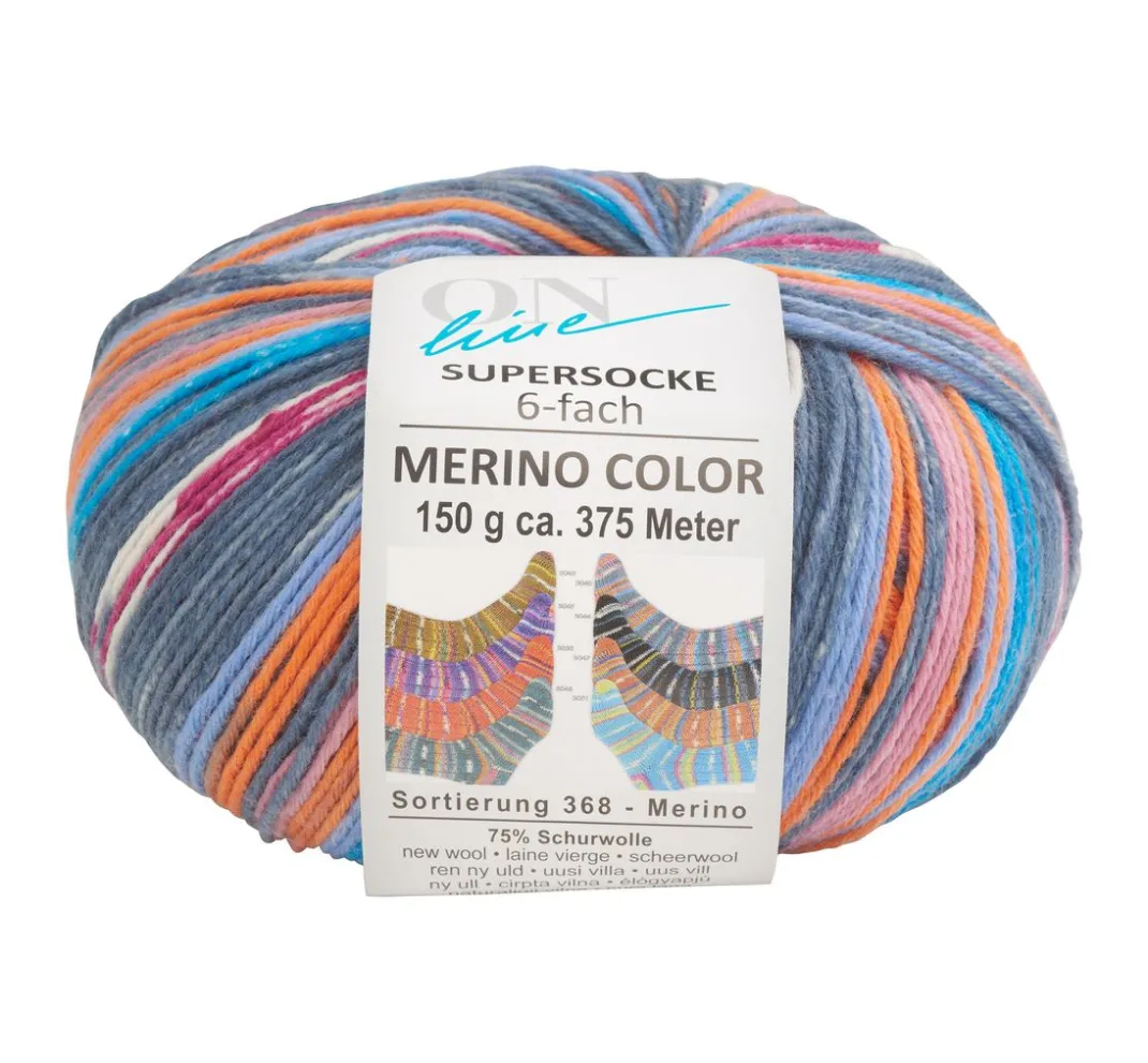 ONline Effektwolle|Farbverlaufsgarn>Wolle "Supersocke Merino Color, Sortierung 368"
