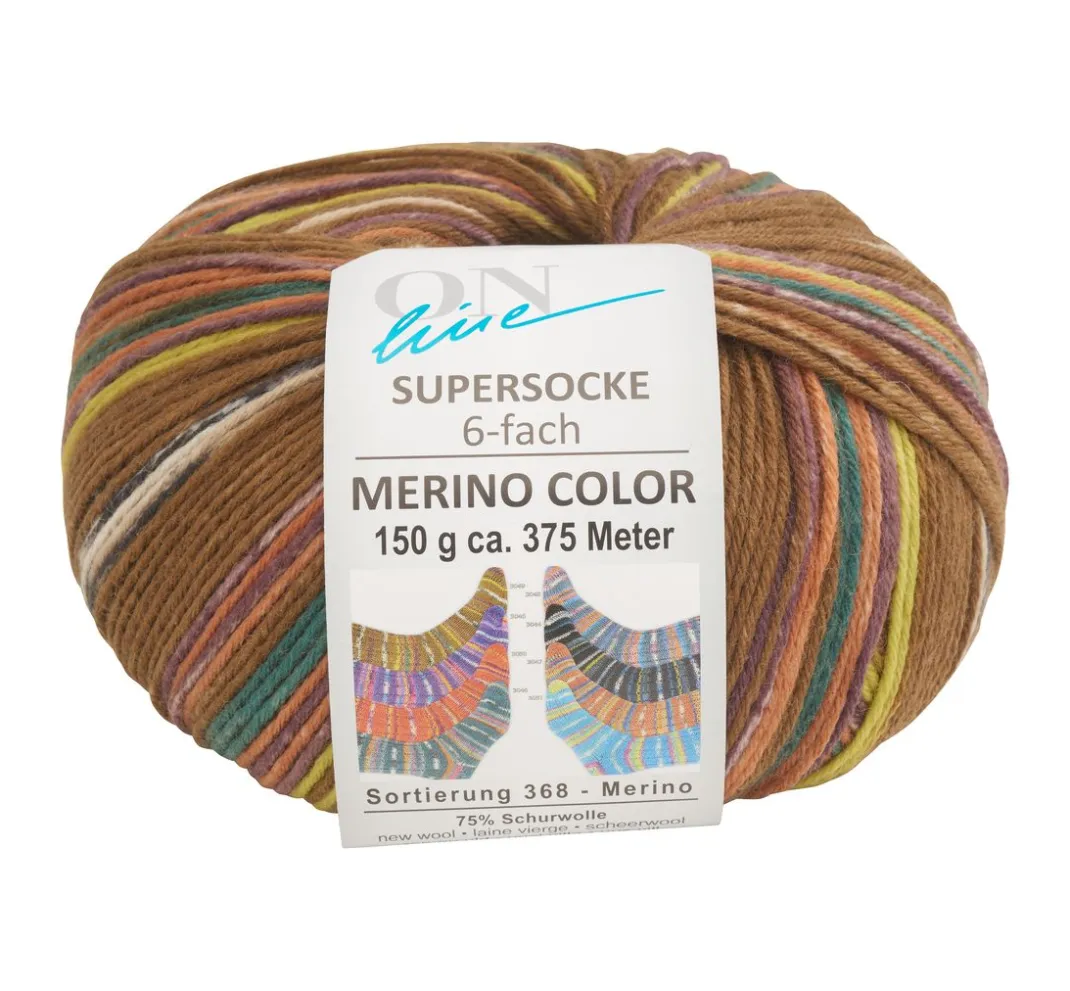 ONline Effektwolle|Farbverlaufsgarn>Wolle "Supersocke Merino Color, Sortierung 368"