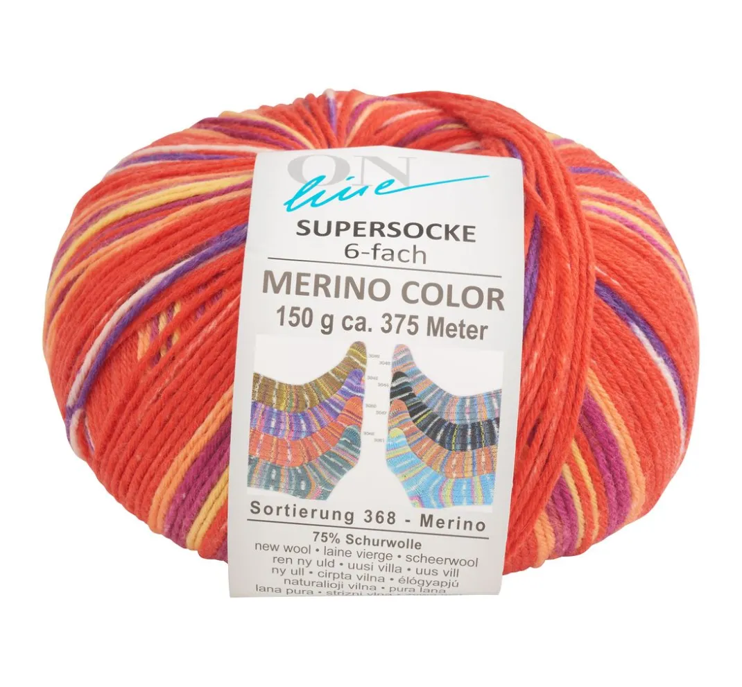 ONline Effektwolle|Farbverlaufsgarn>Wolle "Supersocke Merino Color, Sortierung 368"