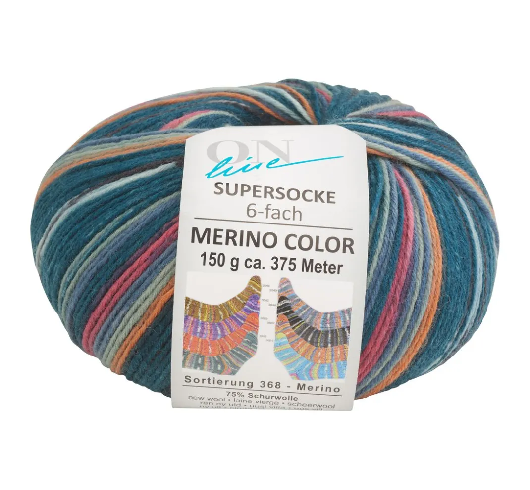ONline Effektwolle|Farbverlaufsgarn>Wolle "Supersocke Merino Color, Sortierung 368"