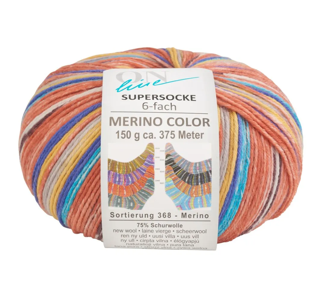 ONline Effektwolle|Farbverlaufsgarn>Wolle "Supersocke Merino Color, Sortierung 368"
