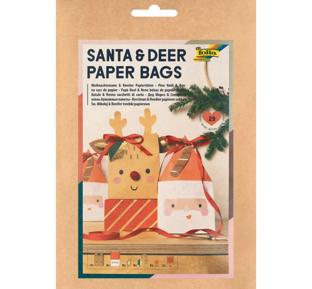 folia Tüten & Anhänger|Tüten & Anhänger>Paper Bag Set "Santa & Deer"