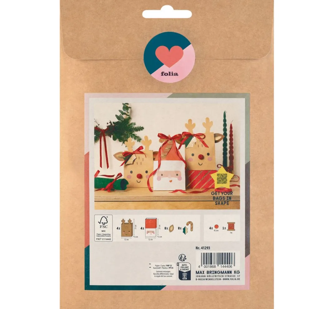 folia Tüten & Anhänger|Tüten & Anhänger>Paper Bag Set "Santa & Deer"