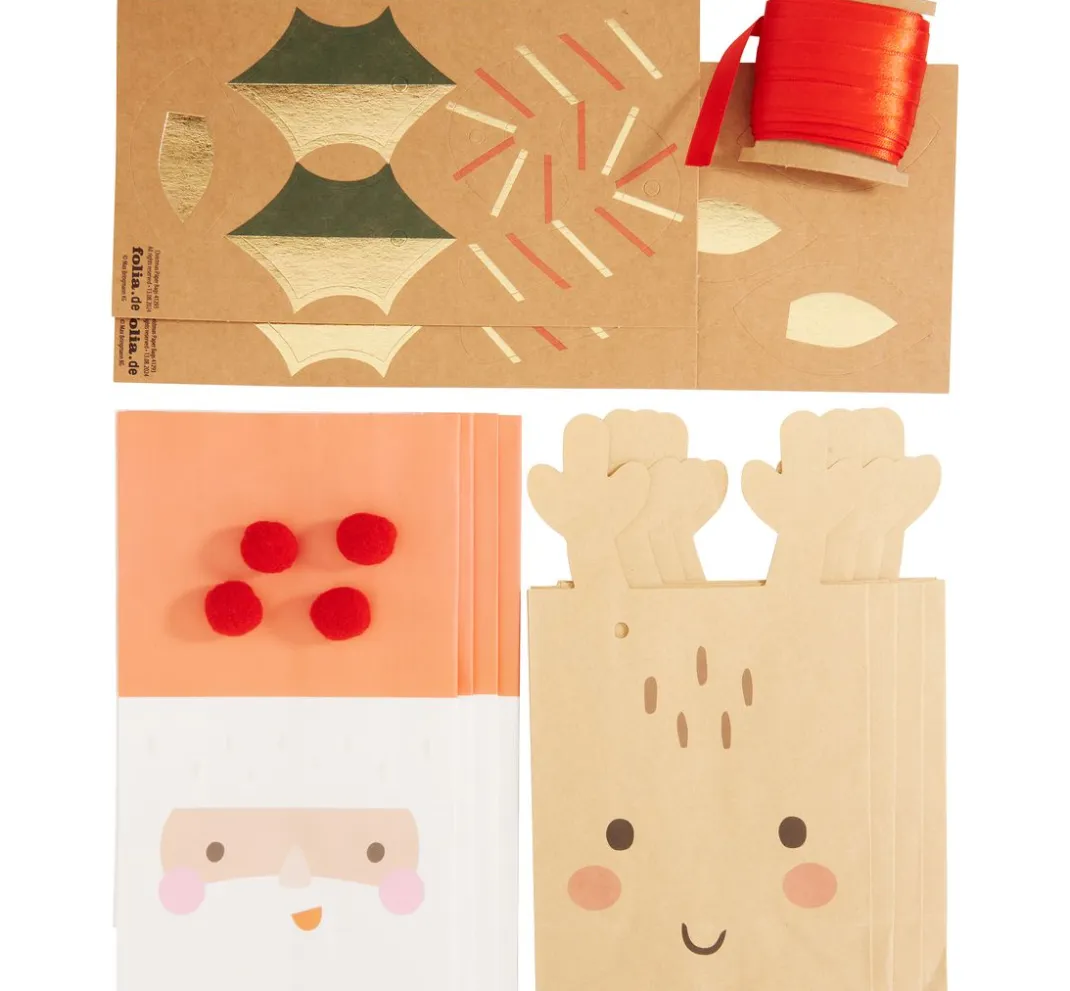 folia Tüten & Anhänger|Tüten & Anhänger>Paper Bag Set "Santa & Deer"