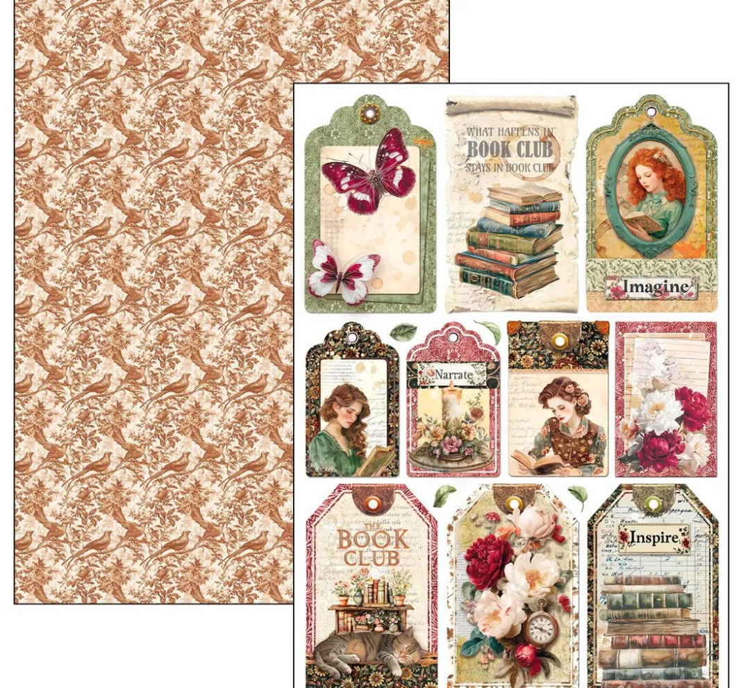 Ciao Bella Scrapbooking|Farb- & Motivblöcke>Papier-Set "Book Lovers"