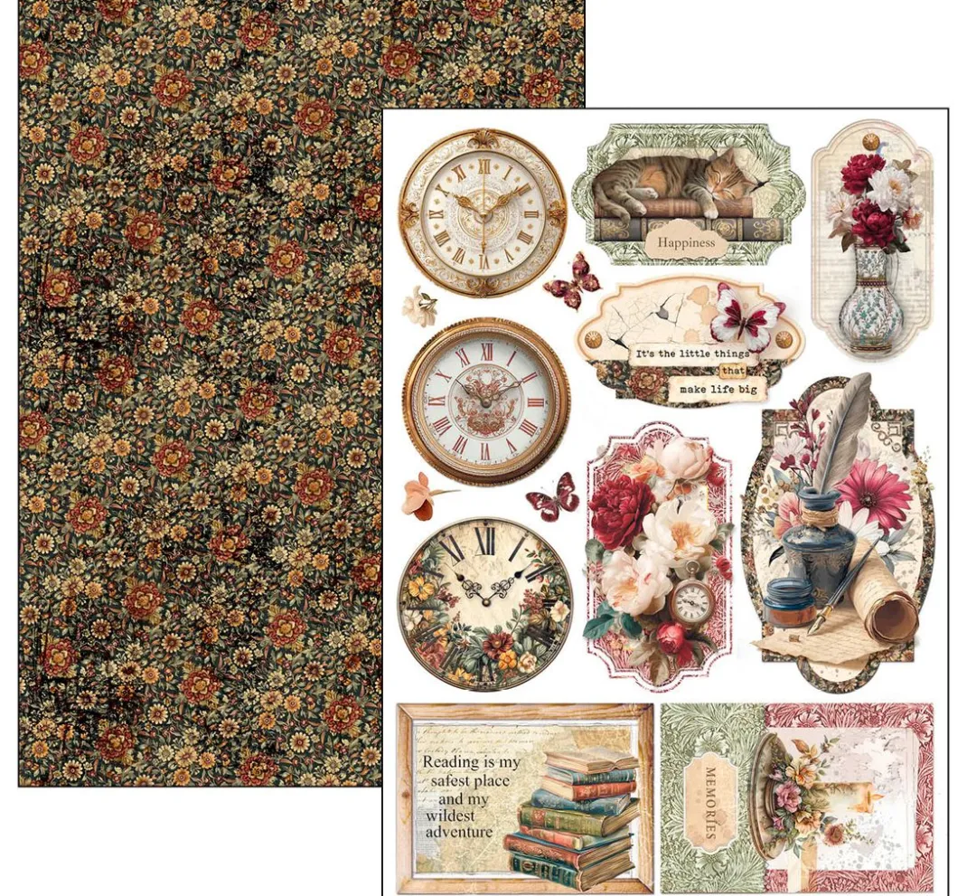 Ciao Bella Scrapbooking|Farb- & Motivblöcke>Papier-Set "Book Lovers"