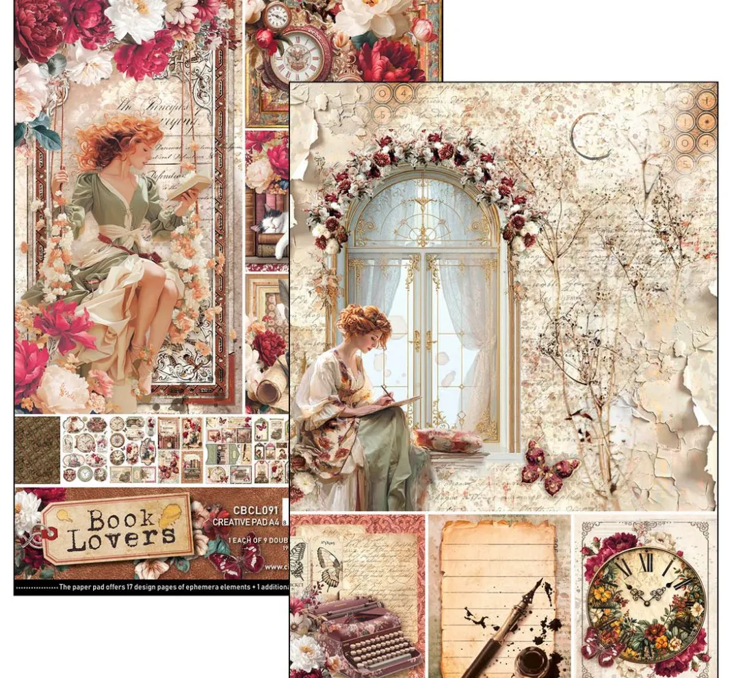 Ciao Bella Scrapbooking|Farb- & Motivblöcke>Papier-Set "Book Lovers"