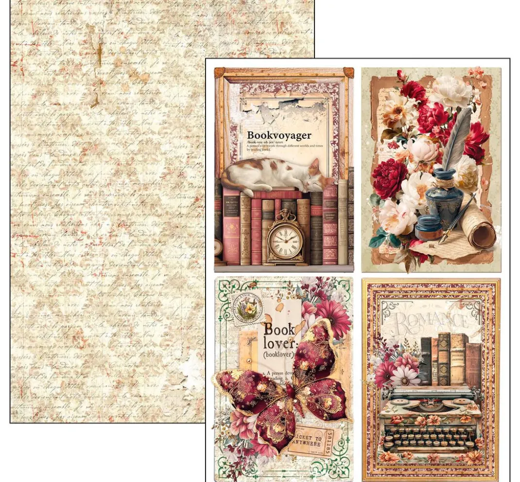 Ciao Bella Scrapbooking|Farb- & Motivblöcke>Papier-Set "Book Lovers"