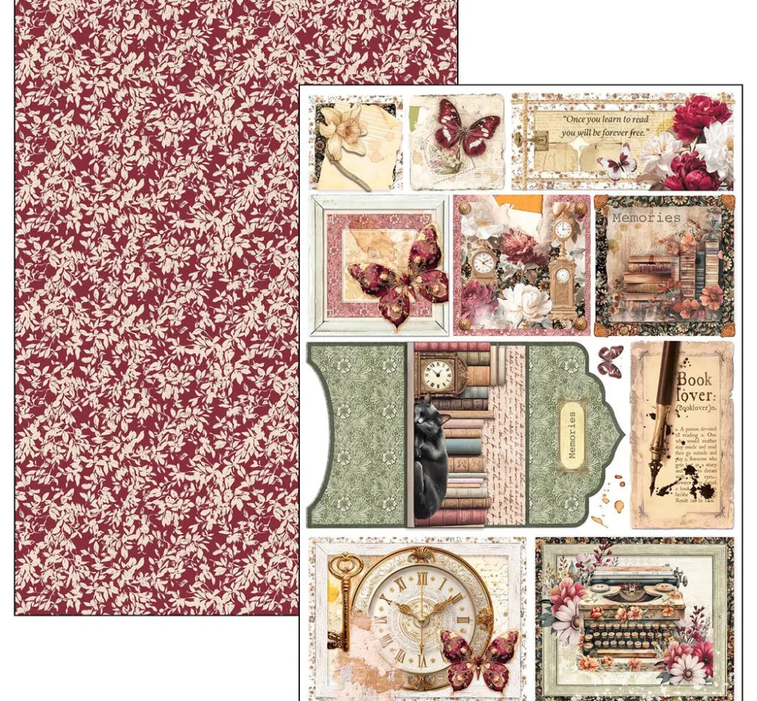 Ciao Bella Scrapbooking|Farb- & Motivblöcke>Papier-Set "Book Lovers"