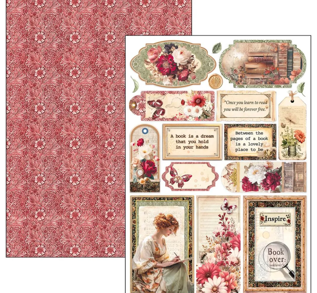 Ciao Bella Scrapbooking|Farb- & Motivblöcke>Papier-Set "Book Lovers"