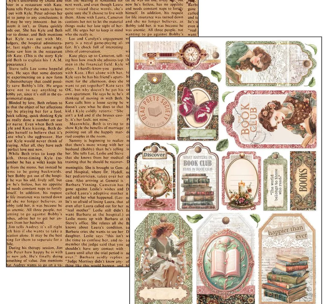 Ciao Bella Scrapbooking|Farb- & Motivblöcke>Papier-Set "Book Lovers"