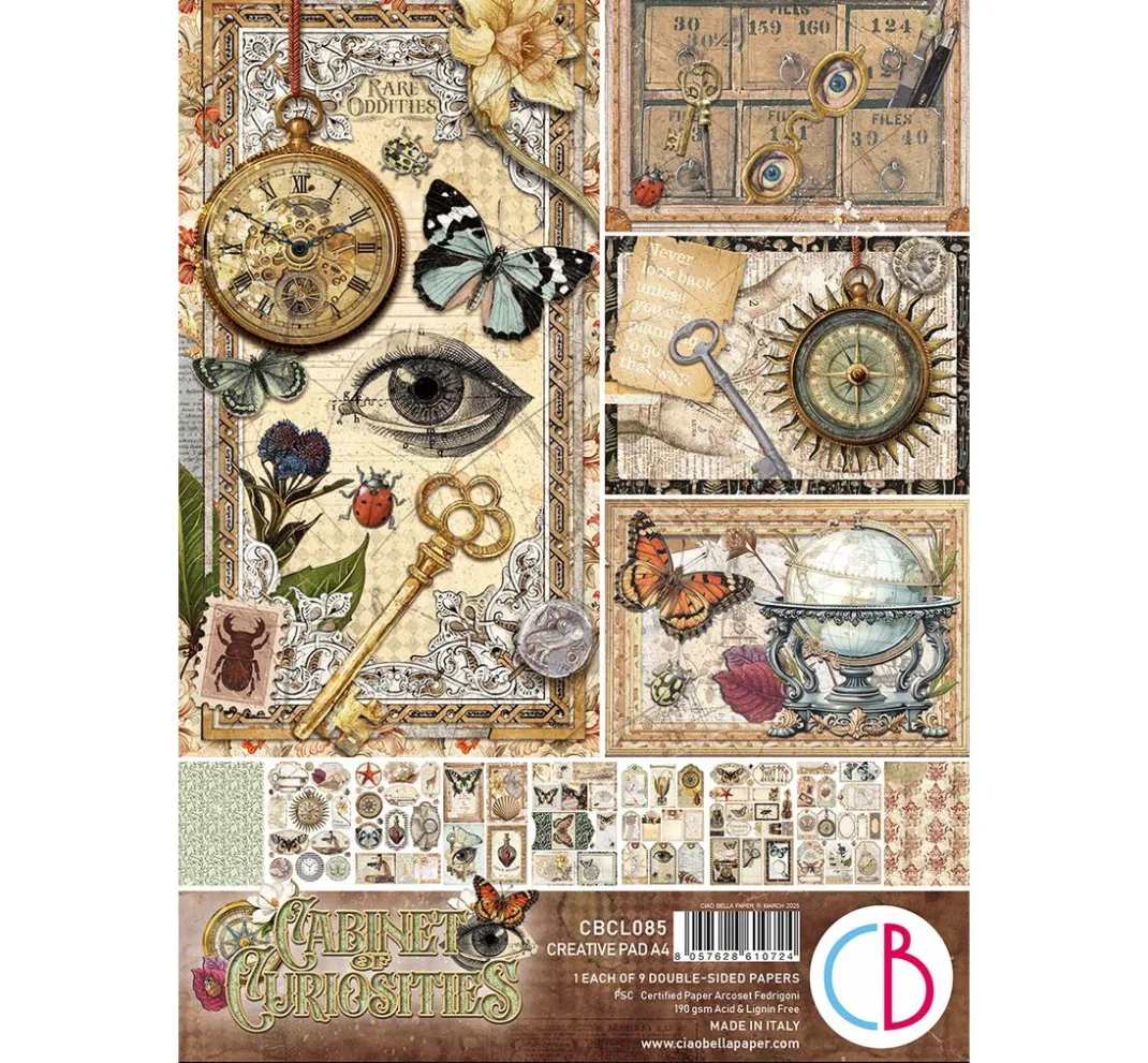 Ciao Bella Farb- & Motivblöcke|Scrapbooking>Papier-Set "Cabinet of Curiosities"