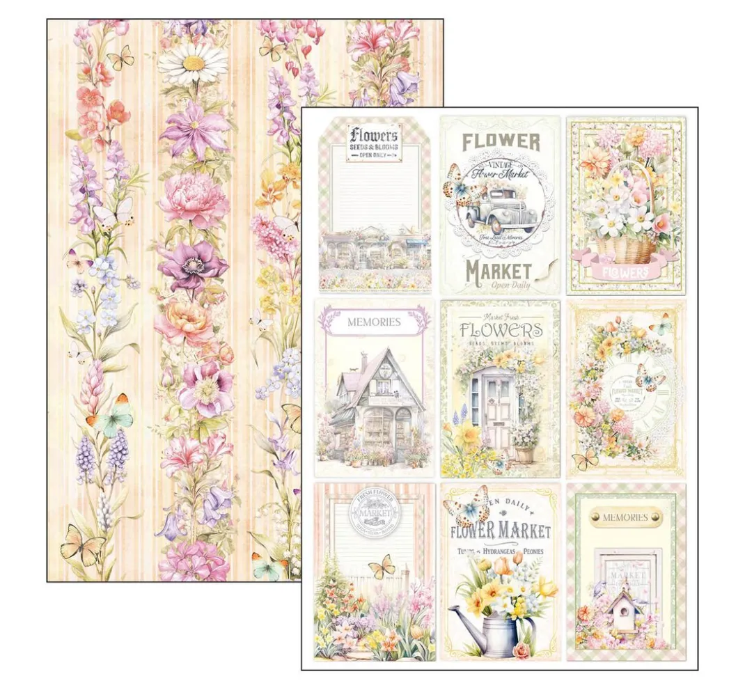 Ciao Bella Farb- & Motivblöcke>Papier-Set "Flower Shop"