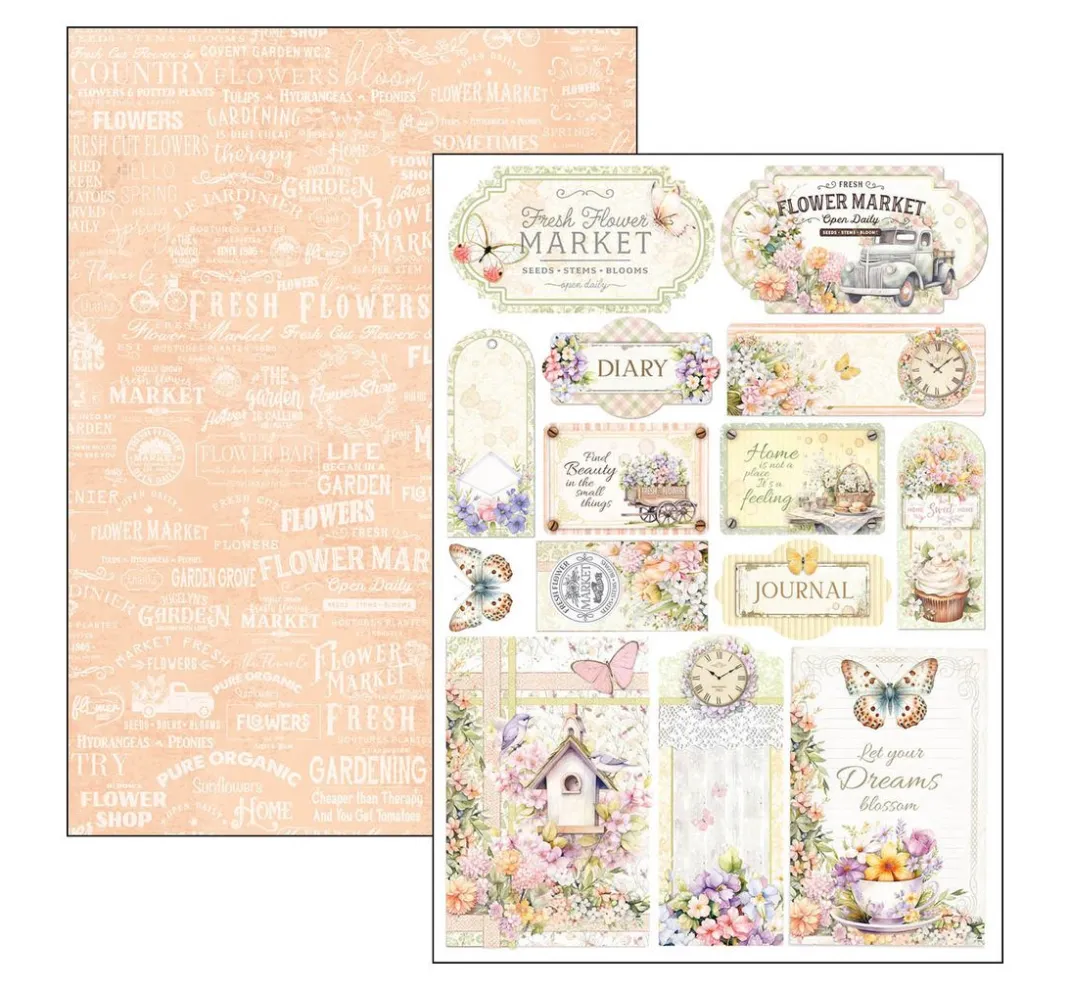 Ciao Bella Farb- & Motivblöcke>Papier-Set "Flower Shop"
