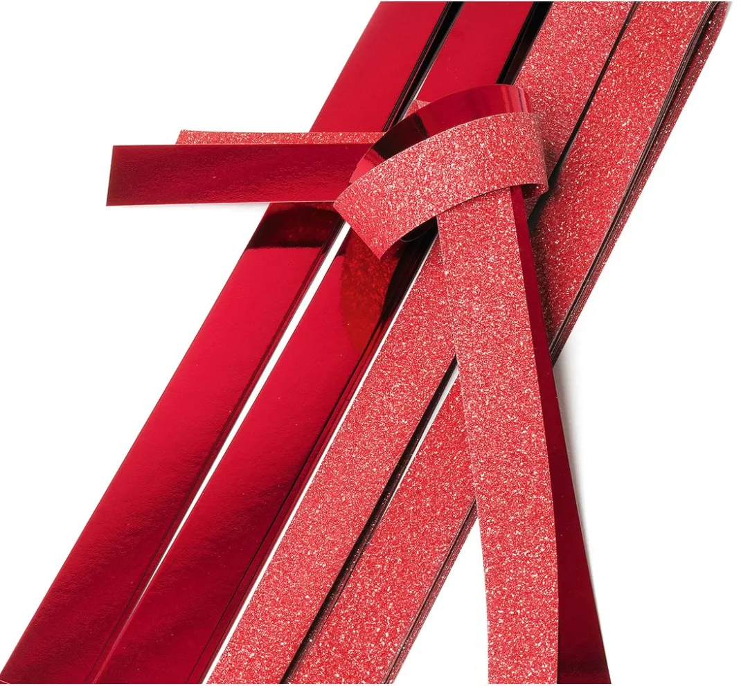 Gebrüder Bertels Origami & Papier Falten|Papierstreifen>Papierstreifen "Glitter, rot", 15mm