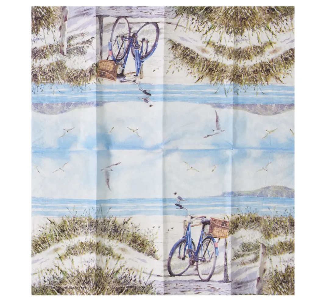 Ambiente Serviettentechnik>Papiertaschentücher "Fahrrad am Strand"